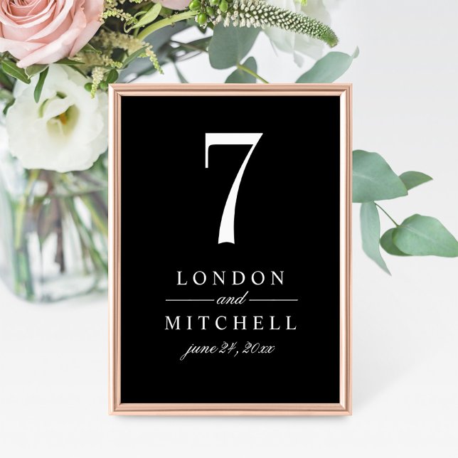 Classic Black Wedding Table Number Card (Creator Uploaded)