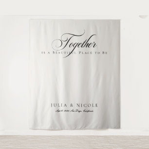 Classic Black Wedding Welcome Backdrops Banner Tapestry