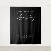 Classic Black Wedding Welcome Backdrops Banner