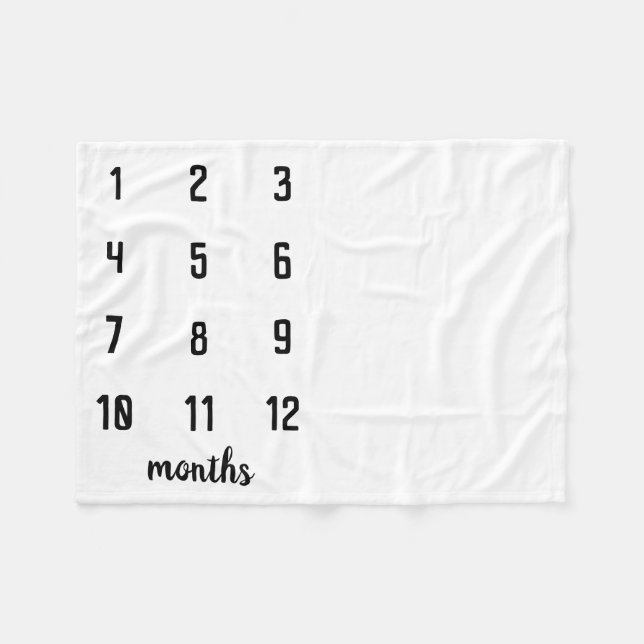 Classic Black White Baby Milestone Baby Blanket (Front (Horizontal))