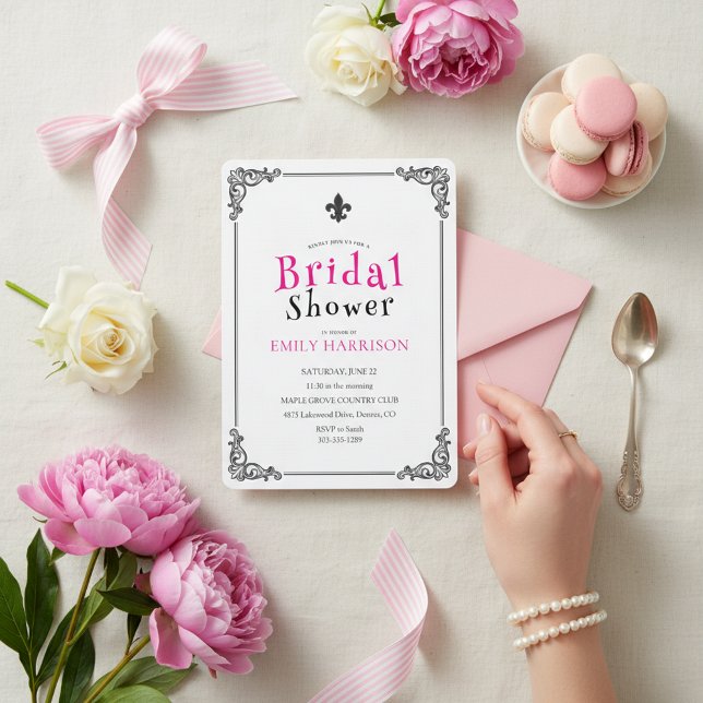 Classic Black White Bridal Shower Invite (Creator Uploaded)