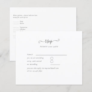 Classic Black White Budget RSVP Menu