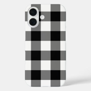 Classic Black White Buffalo Plaid iPhone 16 Case
