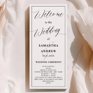 Classic black white calligraphy wedding program