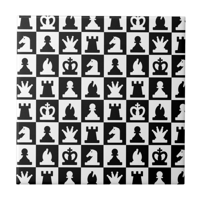 Classic Black & White Chessboard Pattern Tile (Front)