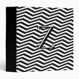 Classic Black White Chevron Zig Zag Monogram Binder