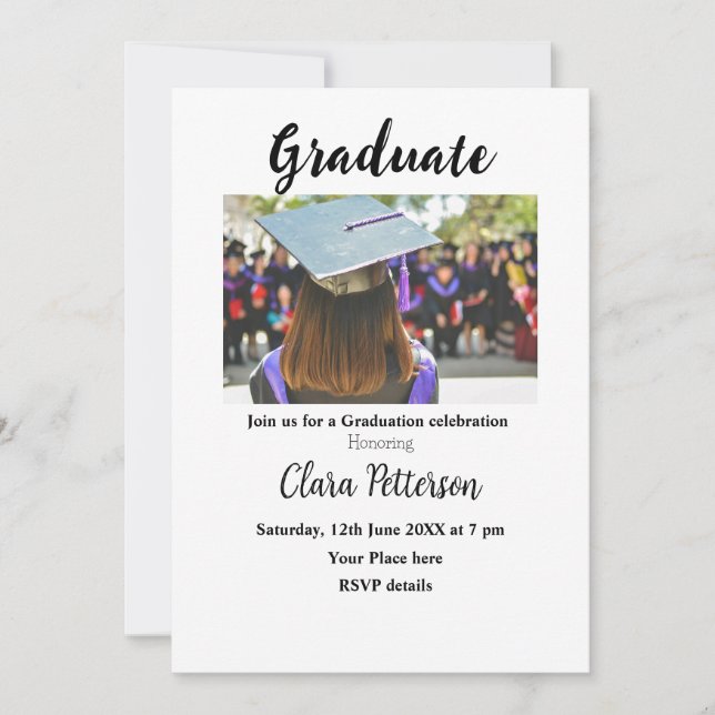 classic black white class add year scho graduation invitation (Front)