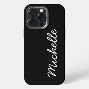 Classic Black & White Custom Cursive Name or Text iPhone 13 Pro Case