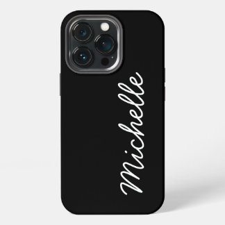 Classic Black & White Custom Cursive Name or Text iPhone 13 Pro Case