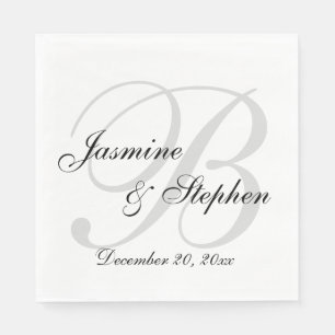 Classic Black & White Custom Monogram Paper Napkin