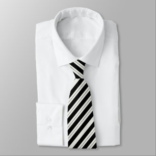 Classic Black & White Diagonal Striped Tie