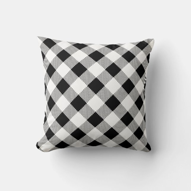 Classic black white diagonal strips throw pillow (Front)