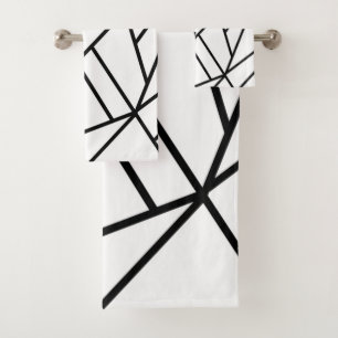 Classic Black White Geo #1 Bath Towel Set