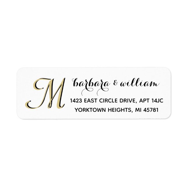 Classic Black White Gold Custom Monogram   (Front)