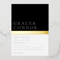 Classic Black White Grey Gold Foil Stripe Wedding