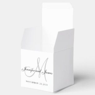 Classic Black White Grey Monogram Favour Box