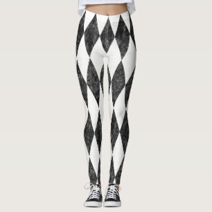 Classic Black White Harlequin Diamond Argyle Leggings