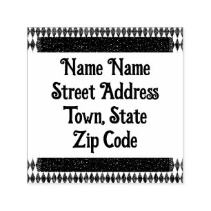 Classic Black White Harlequin Diamond Argyle Self-inking Stamp