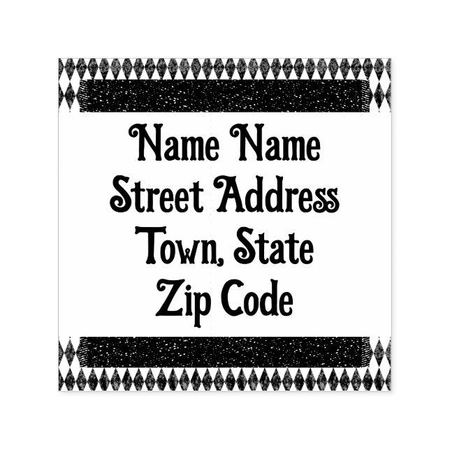 Classic Black White Harlequin Diamond Argyle Self-inking Stamp (Design)