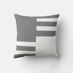 Classic black white horizontal line squares cubes throw pillow