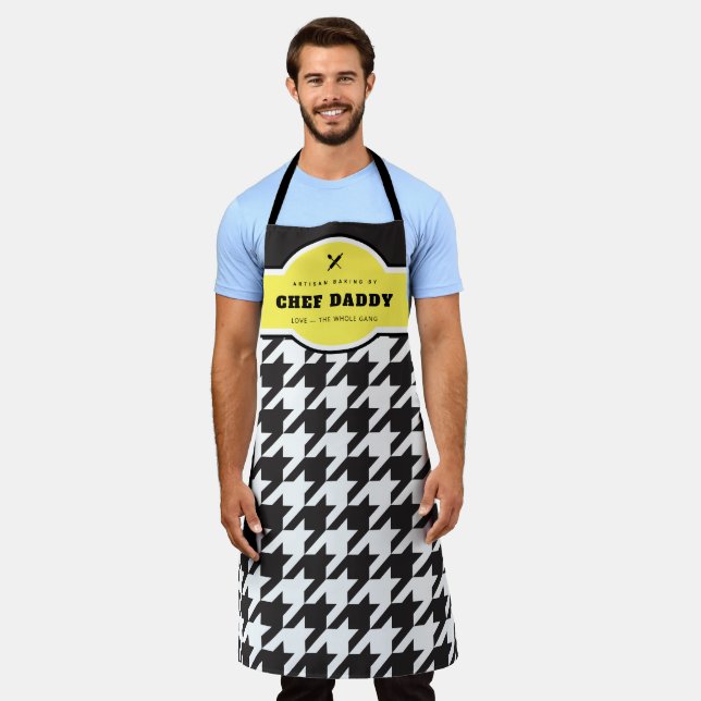 Classic Black & White Houndstooth Artisan Baking A Apron (Worn)