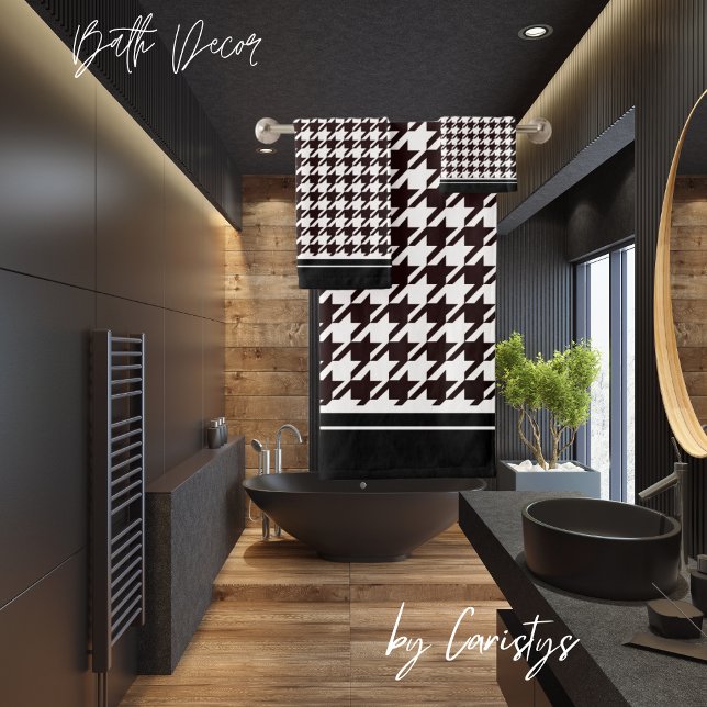 Classic Black & White Houndstooth  Bath Towel Set (Creator Uploaded)