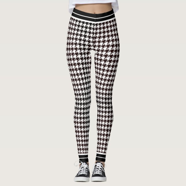 Classic Black & White Houndstooth    Leggings (Front)