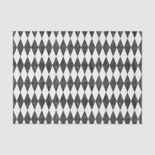 Classic Black White-Ice Harlequin Diamond Argyle Tissue Paper