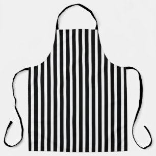 Classic Black & White Large Striped Cooking Apron