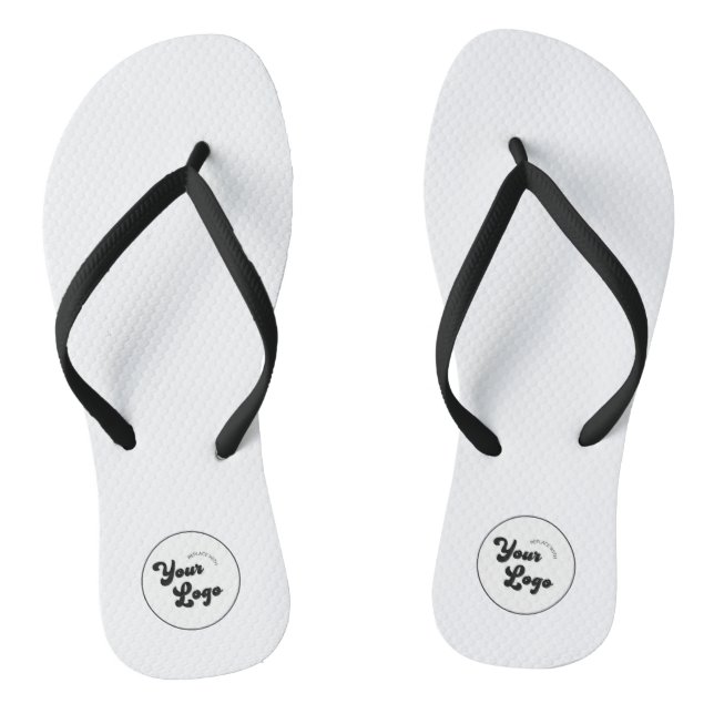Classic Black & White Logo Business Promotional  Flip Flops (Footbed)