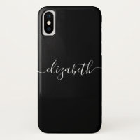 Classic Black White Modern Elegant Chic Script