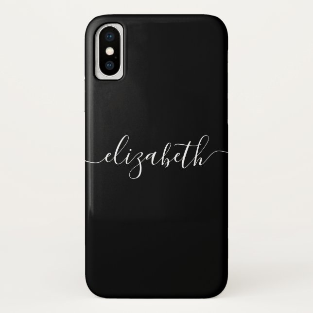 Classic Black White Modern Elegant Chic Script Case-Mate iPhone Case (Back)