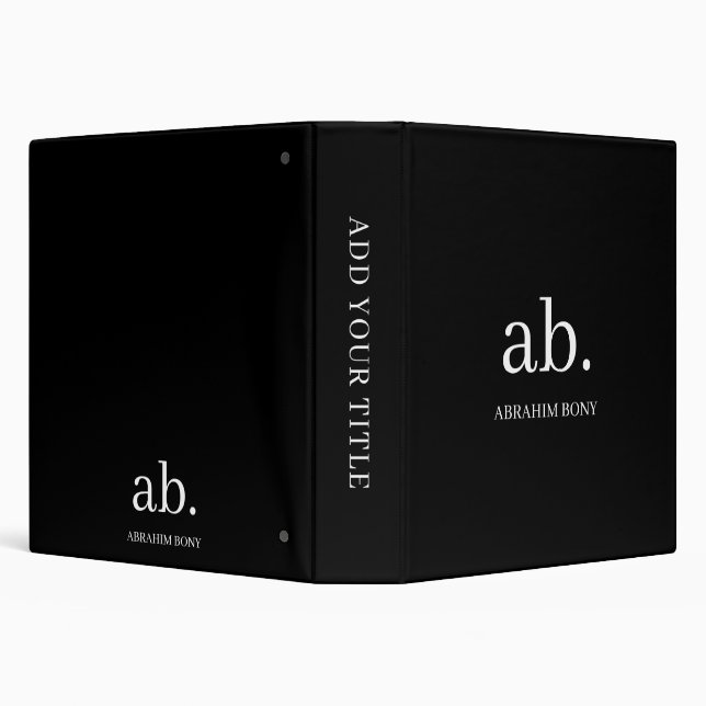 Classic Black & White Monogram Design Binder (Background)