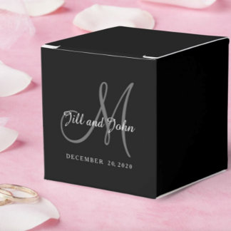 Classic Black & White Monogram Favour Box