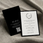 Classic Black White Monogram QR Code Wedding 