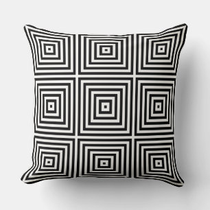 Classic Black & White Nested Box Pattern Throw Pillow