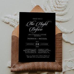 Classic Black White Night Before Rehearsal Dinner Invitation