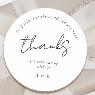 Classic Black White Personalized Names Wedding Classic Round Sticker