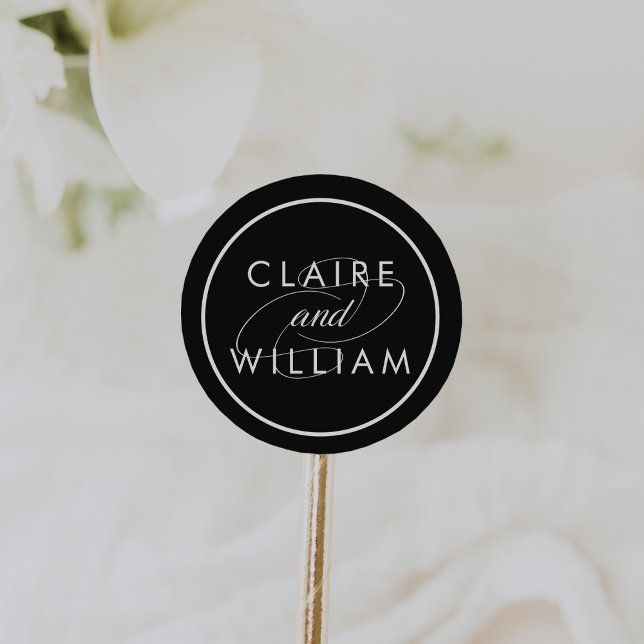 Classic Black & White Personalized Wedding Sticker (Creator Uploaded)