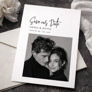 Classic Black & White Photo Wedding Save the Date