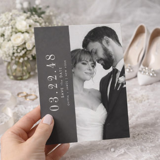 Classic Black & White Photo Wedding Save the Date