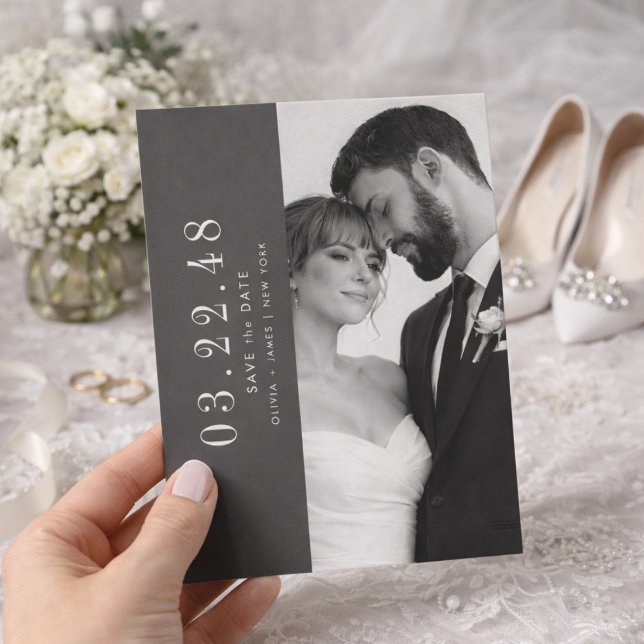 Classic Black & White Photo Wedding Save the Date (Créateur téléchargé)
