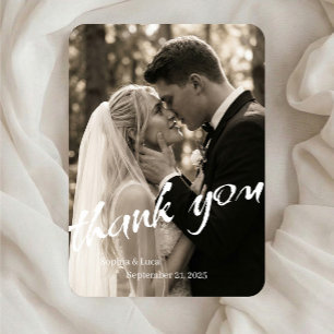 Classic Black & White Photo Wedding Thank You Card
