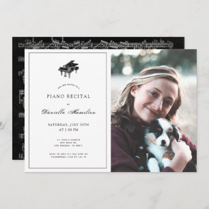 Classic Black & White Piano Recital Invitation