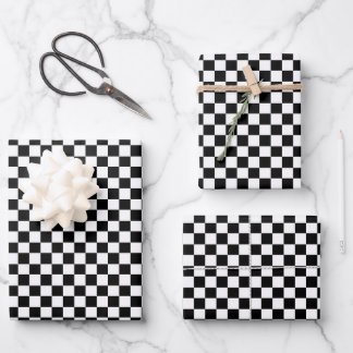 Classic Black White Plaid  Wrapping Paper Sheet