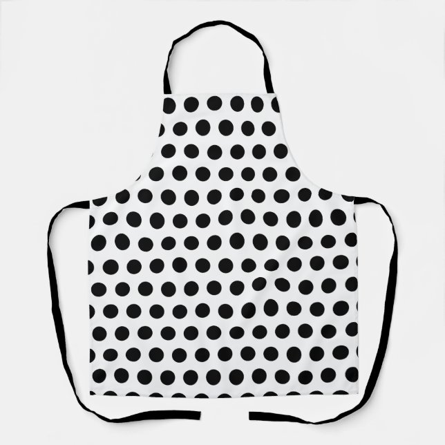 Classic Black White Polka Dot Pattern Art Apron (Front)