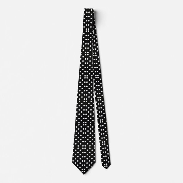 Classic Black & White Polka Dot Tie (Front)