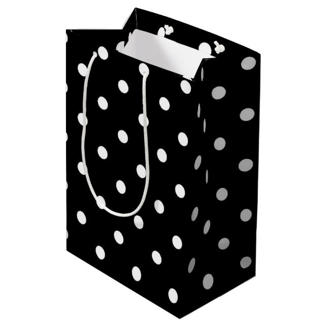 Classic Black & White Polkadots Medium Gift Bag (Back Angled)