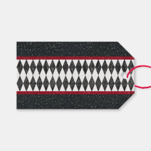 Classic Black White Red Harlequin Diamond Argyle Gift Tags