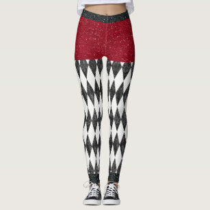 Harlequin Women's Casual Leggings  Black Red Diamonds Pattern Stretch –  Blue Star Trader